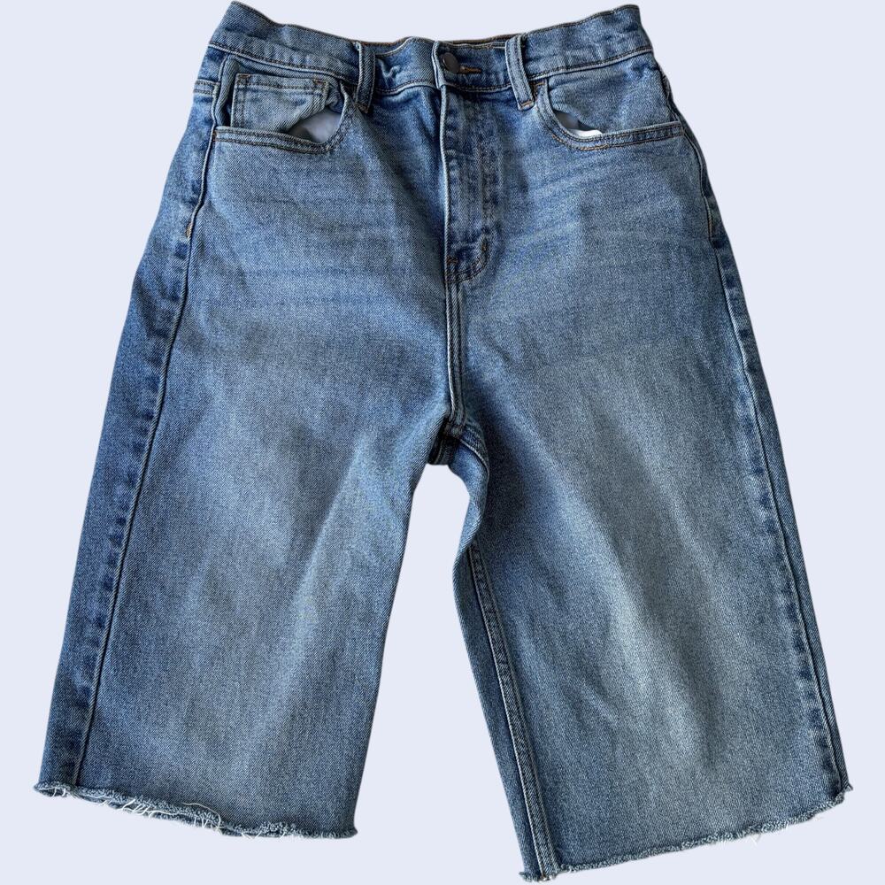 Fashion Nova 9 Y2K High Rise Shorts Light Blue Distressed